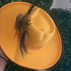Elegant Yellow Feathered Women's Hat